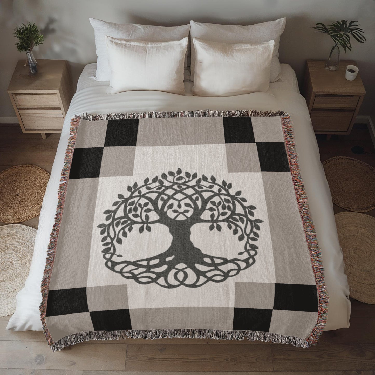 Woven Blanket: Color Block Tree of Life