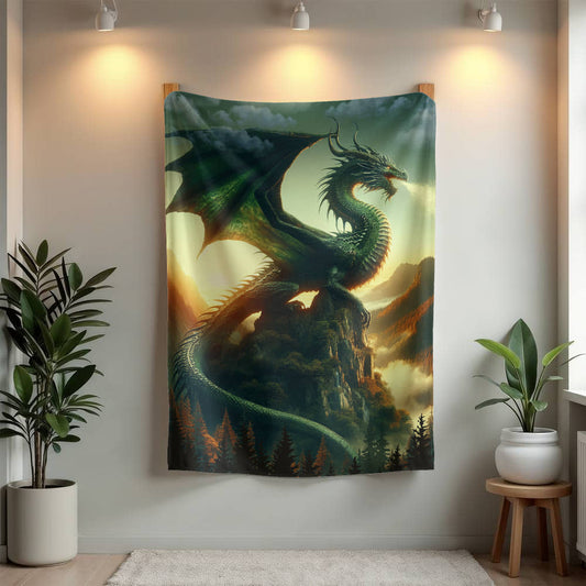 Mink Touch Blanket: Majestic Green Dragon