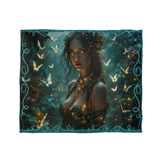 Mink Touch Blanket: Dark Fairy With Butterflies
