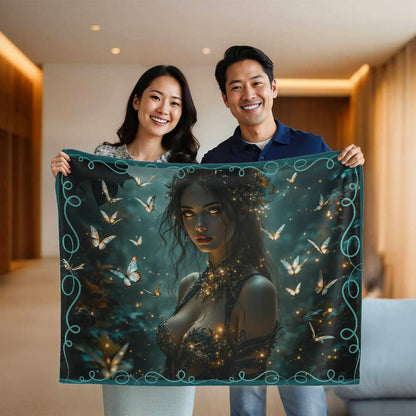 Mink Touch Blanket: Dark Fairy With Butterflies