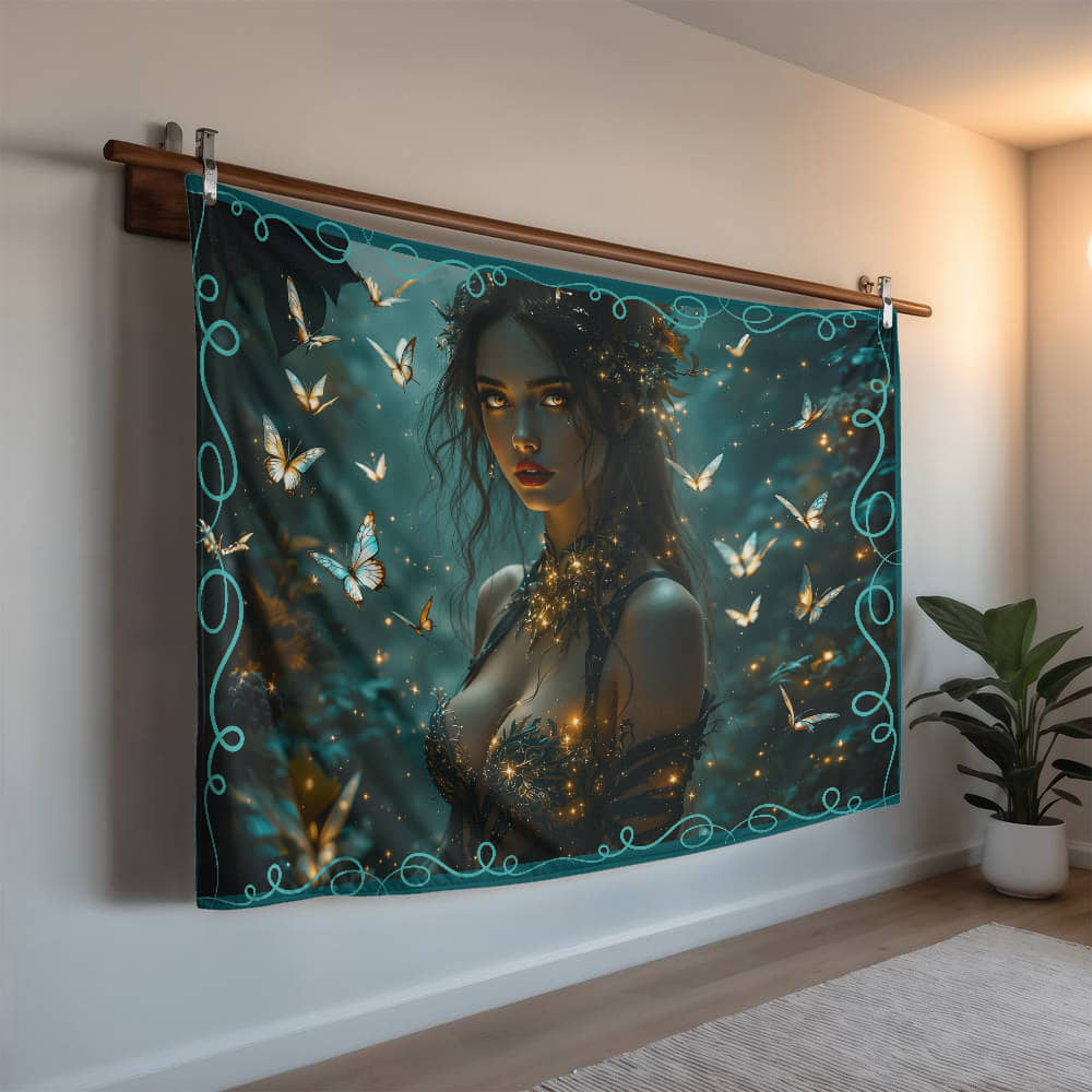 Mink Touch Blanket: Dark Fairy With Butterflies