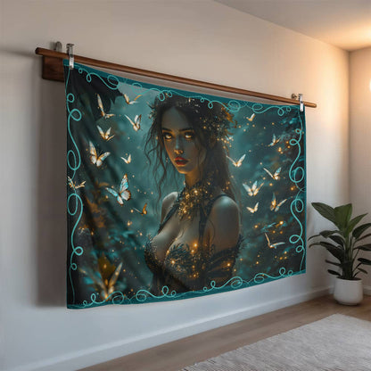 Mink Touch Blanket: Dark Fairy With Butterflies