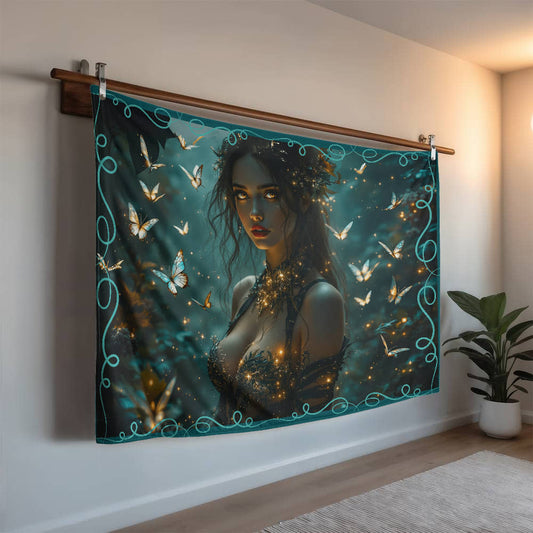 Mink Touch Blanket: Dark Fairy With Butterflies
