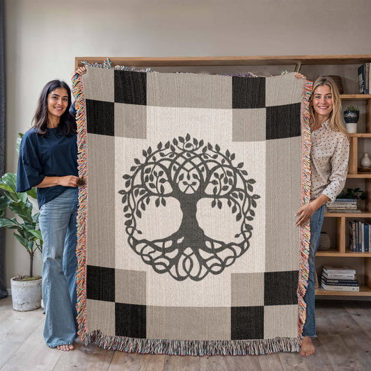 Woven Blanket: Color Block Tree of Life