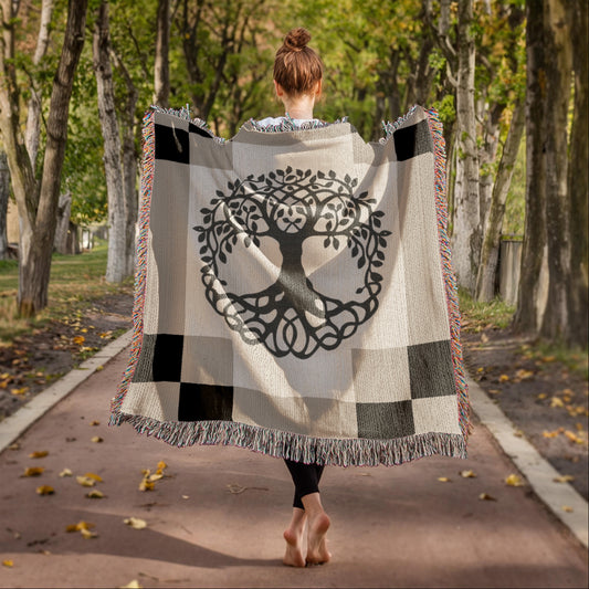 Woven Blanket: Color Block Tree of Life