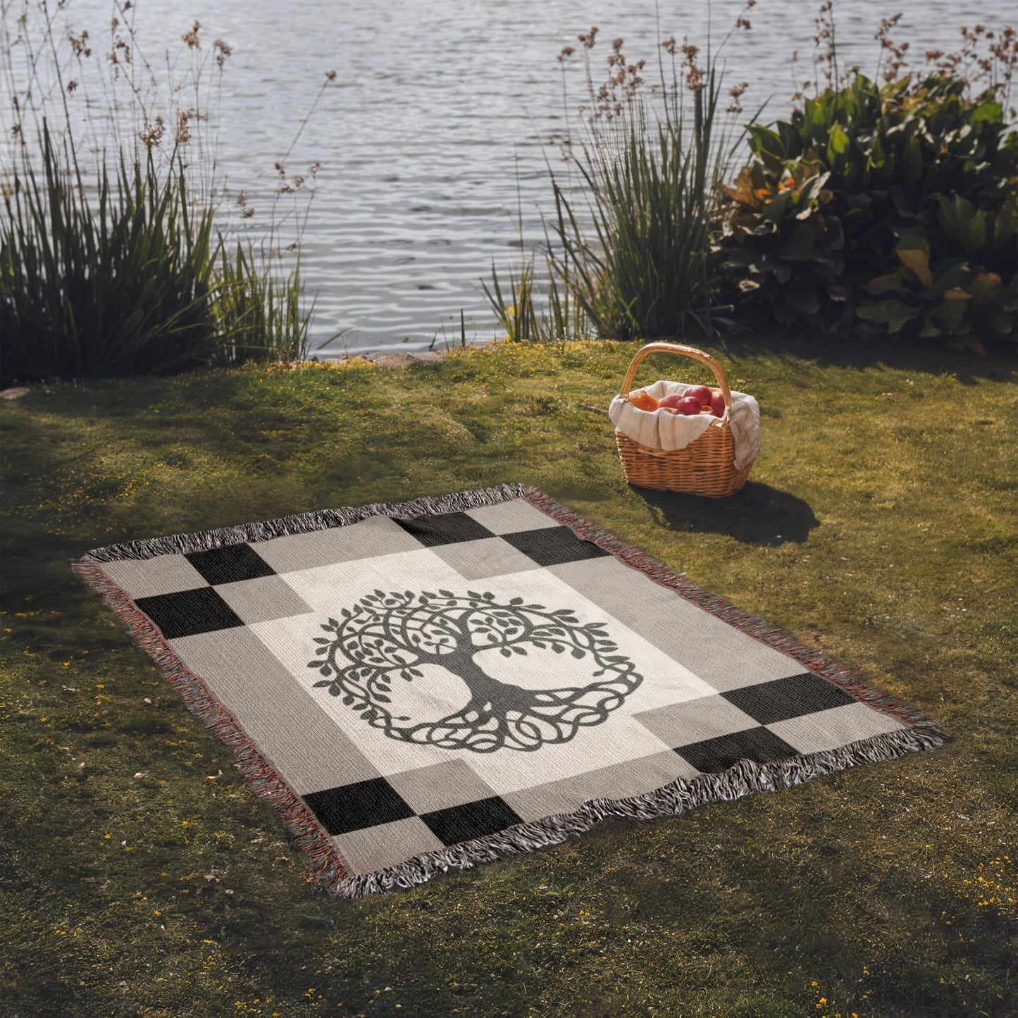 Woven Blanket: Color Block Tree of Life